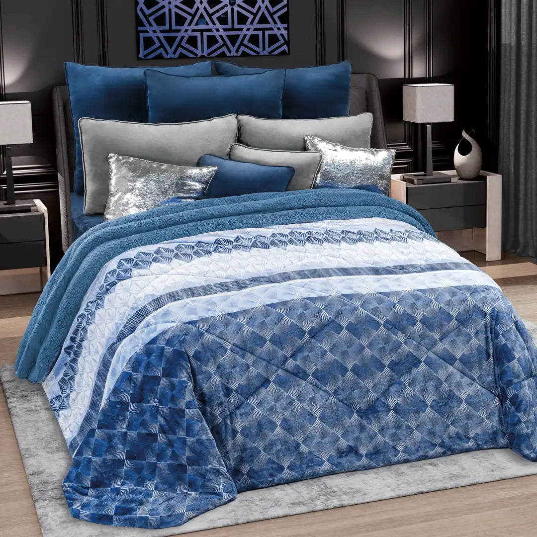 Imagen del producto Edre-Cobertor Nuvó Espiral Cielo de Regina, con diseño premium y detalles descriptivos