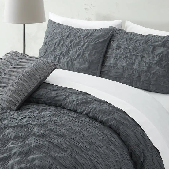 Set de Edredón Textura y Plisado Cobalto