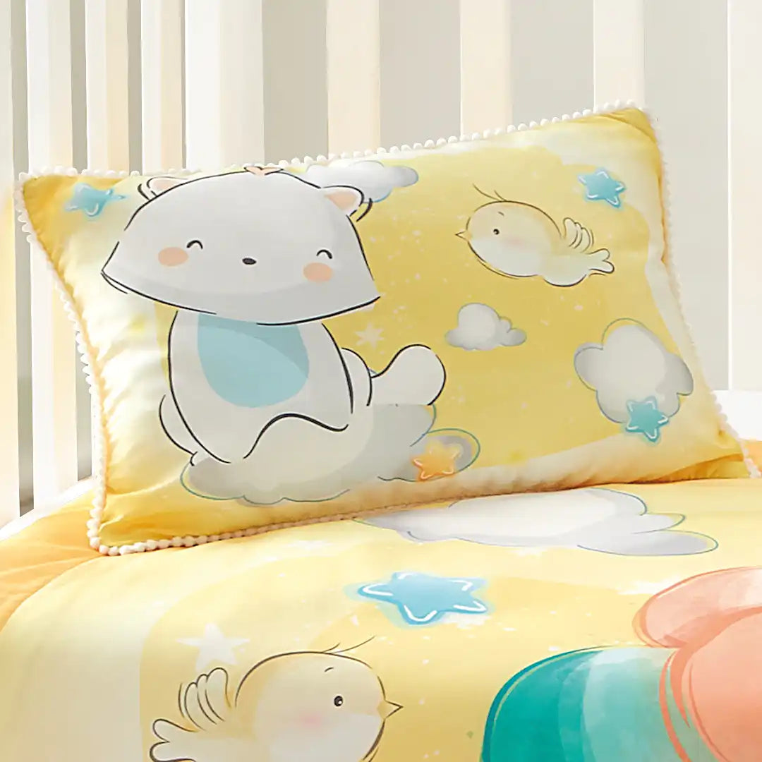 Set de Edredón y Almohadita Elefantito Volador Vainilla