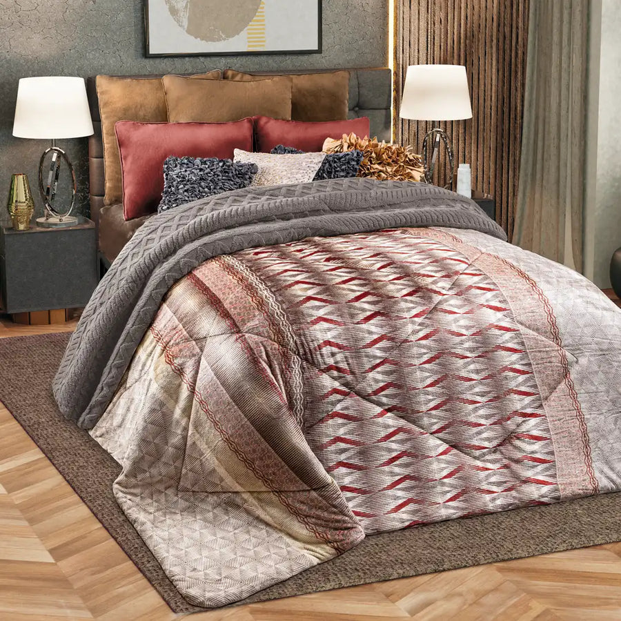 Imagen del producto Edre-Cobertor Nuvó Sabatino Nuez con Reverso de Jacquard de Regina, con diseño premium y detalles descriptivos